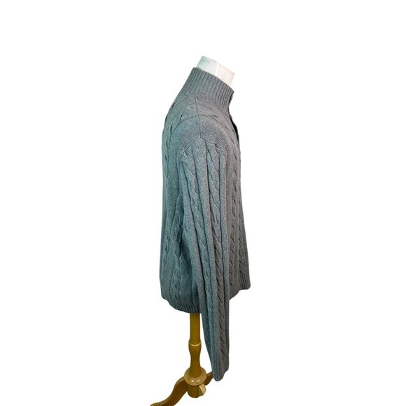 Polo Ralph Lauren Men's XL Cable Knit Gray Silk Cashmere Turtle Neck Sweater - Picture 2 of 6